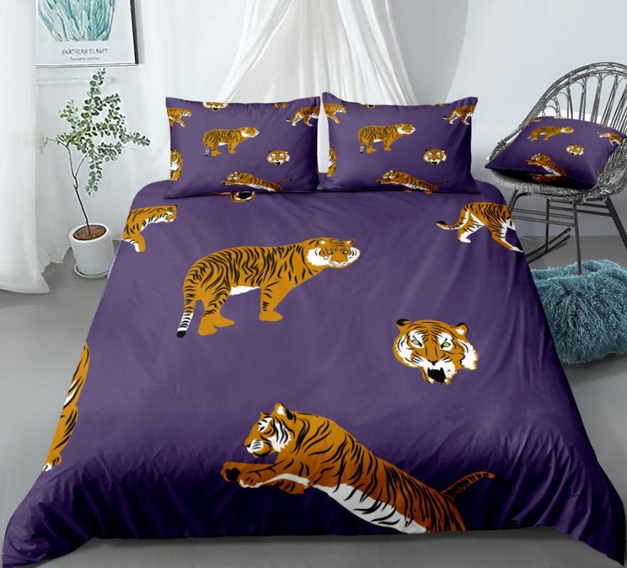 Animal Bedding Set Tiger Duvet Cover Set Wild Life Bed Linen Purple Bed Kids Bedclothes Girl Boys Bedding Home Textiles
Animal Bedding Set Tiger Duvet Cover Set Wild Life Bed Linen Purple Bed Kids Bedclothes Girl Boys Bedding Home Textiles