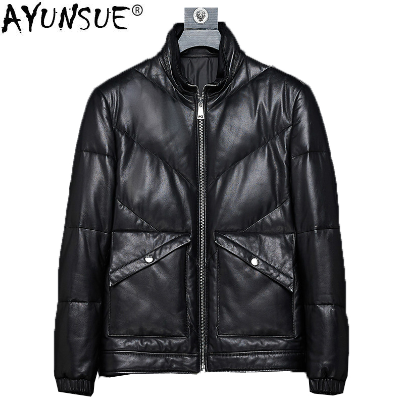 AYUNSUE Genuine Leather Jacket Men Korean Winter Duck Down Jacket Men Sheepskin Coat Short Warm Blouson Cuir Homme KJ1376, Black
AYUNSUE Genuine Leather Jacket Men Korean Winter Duck Down Jacket Men Sheepskin Coat Short Warm Blouson Cuir Homme KJ1376, Black