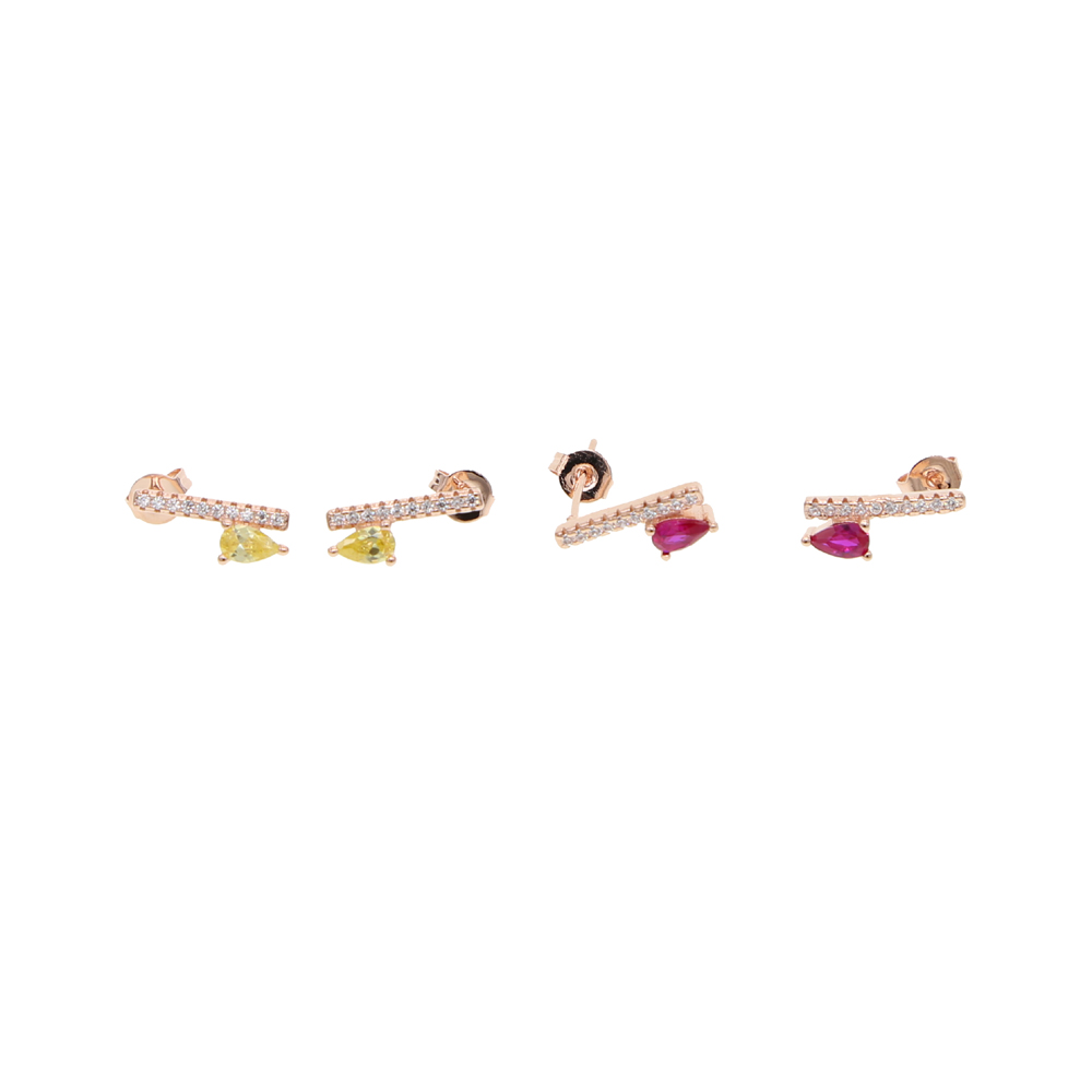 2018 High quality colorful Multi Color CZ Stone teardrop square shape Stud Earring for Girls 2018 New Fashion Christmas gift Jewelry