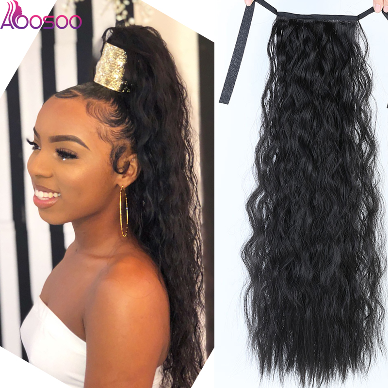 140g Natural wavy Ponytail hair piece human hair clip in drawstring Ribbon wraps ponytaili hairpiece loose wave ponytail