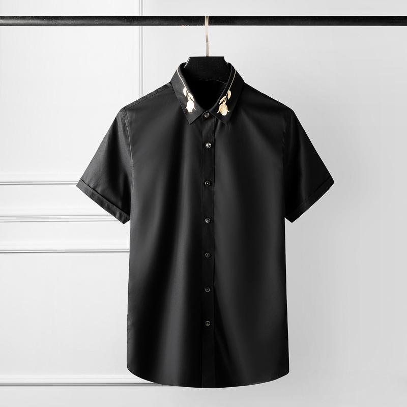 100% Cotton Men Shirt Luxury Rose Three Dimensional Embroidery Mens Dress Shirt Trend Short Sleeve Slim Fit Casual, White
100% Cotton Men Shirt Luxury Rose Three Dimensional Embroidery Mens Dress Shirt Trend Short Sleeve Slim Fit Casual, White