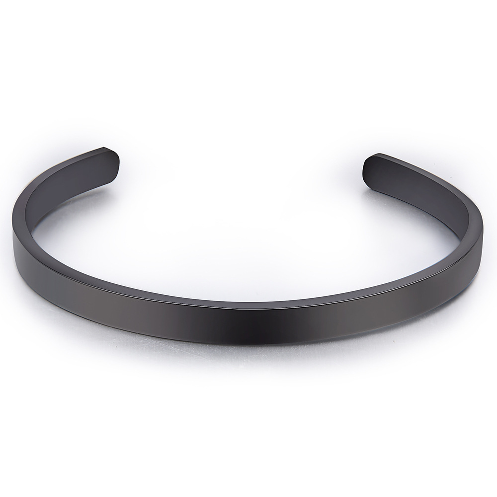New PersonalizedStainless Steel Gold Silver Black Womens Blank Open Cuff Bangle Bracelet 5mm *15 .5cm Thin Wristband Lover Gifts Wholesale