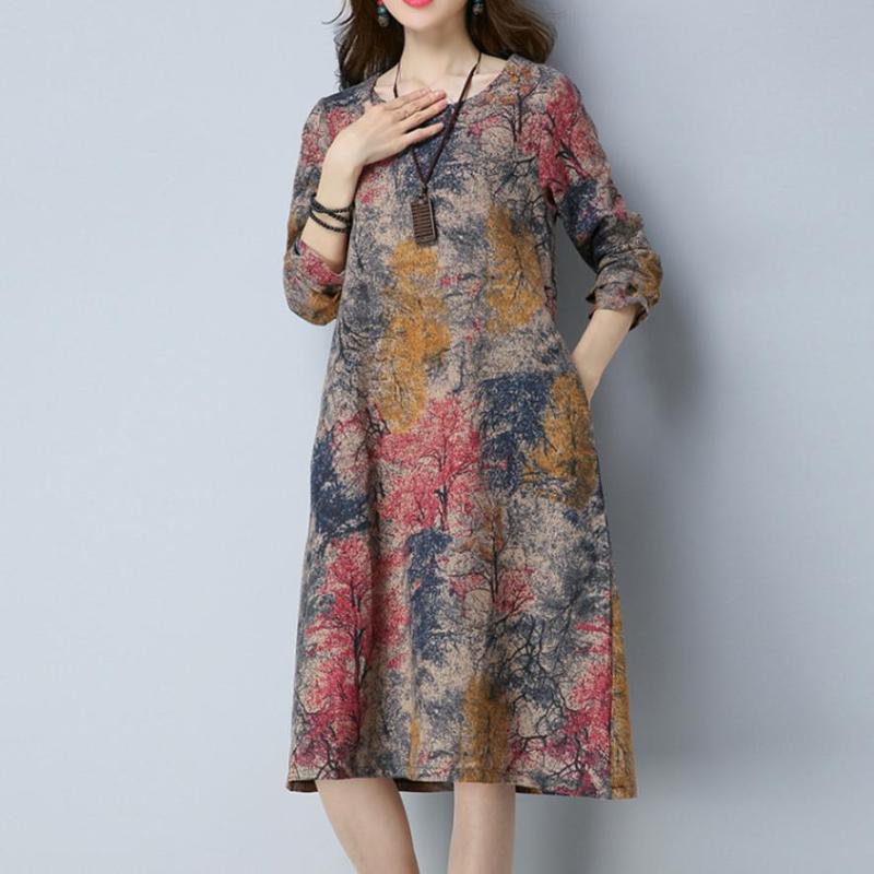 Dress Fashion Women Long Sleeve O Neck Pocket Dress Cotton Linen Printed Loose Casual women, Black
Dress Fashion Women Long Sleeve O Neck Pocket Dress Cotton Linen Printed Loose Casual women, Black