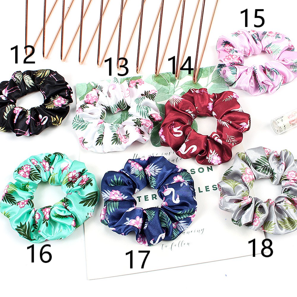 Korean Women Hearwear Girls Hair Tie Striped Lady Scrunchies Ponytail Hair Female Holder Rope Pineapple Print Hair Accessories 50pcs