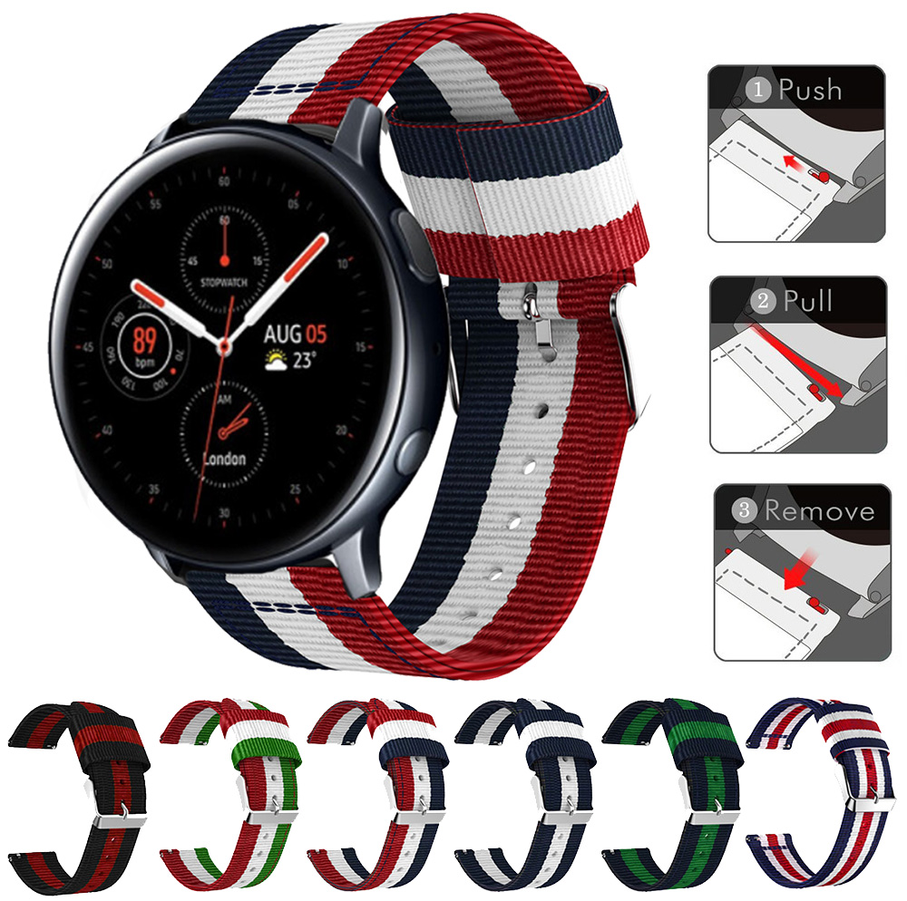 20mm Striped Nylon Strap Watchband for Samsung Galaxy Watch Active 2 40mm 44mm Band Bracelet Replacement Wrist Belt
20mm Striped Nylon Strap Watchband for Samsung Galaxy Watch Active 2 40mm 44mm Band Bracelet Replacement Wrist Belt
