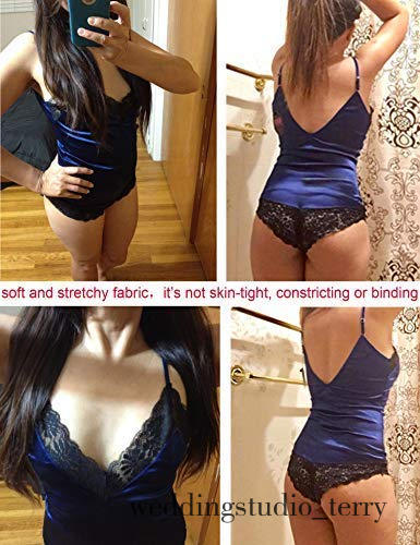 Women Sex Satin Lingerie Bodysuit DeepV Stretch Silky Teddy One Piece Lace Babydoll Short Jumpsuit Pajamas Bridal Romper Sexy Nig5041095