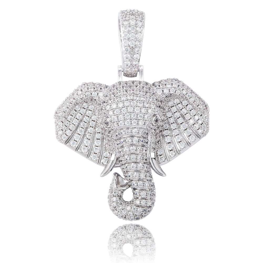 iced out elephant pendant necklaces for men luxury designer mens bling diamond animal pendants gold silver rose gold chain necklac