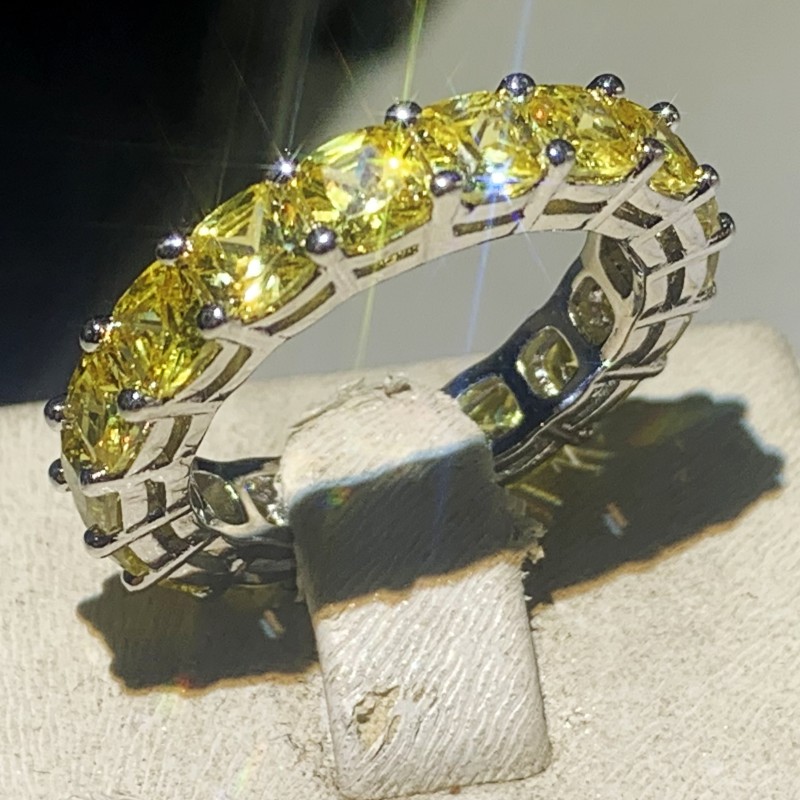 3 Style Top Selling Handmade Fashion Jewelry 925 Sterling Silver Cushion Shape Topaz CZ Diamond Stack Women Popular Wedding Bridal Ring Gift