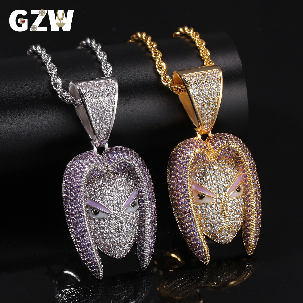 New Personalized Cartoon TRUNKS Portrait Chain Necklace 18K Gold Color Prong Bling Diamond CZ Cubic Zirconia Hip Hop Rapper Jewelry Bijoux Gifts for M