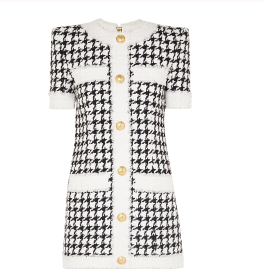 2020 Autumn White Newest Fall Winter Designer Dress Women Dresses Short Sleeve Fringed Houndstooth Tweed Dress, Same as picture
2020 Autumn White Newest Fall Winter Designer Dress Women Dresses Short Sleeve Fringed Houndstooth Tweed Dress, Same as picture