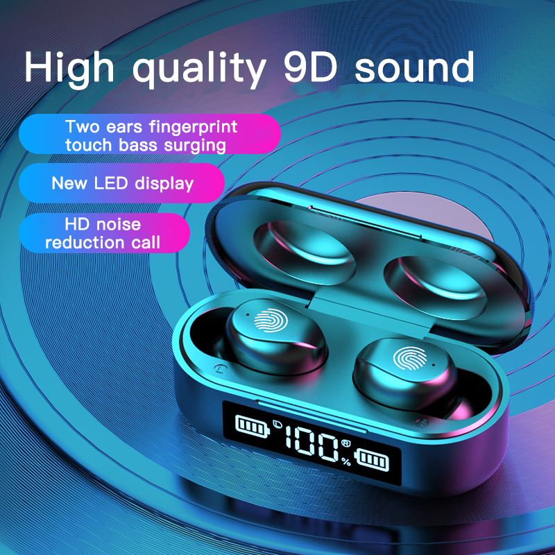 TWS f9-6 wireless earbuds with led power display stereo HD sport wireless bluetooth headphones earphones mini gaming headset, Black
TWS f9-6 wireless earbuds with led power display stereo HD sport wireless bluetooth headphones earphones mini gaming headset, Black