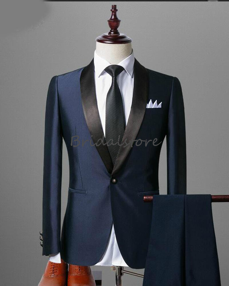 Fine Navy Burgundy Mens Wedding Tuxedos Best Man Evening Suits Slim Fit Groom Tuxedos formal wears Shawl Lapel Groomsman Jacket Pants Vest