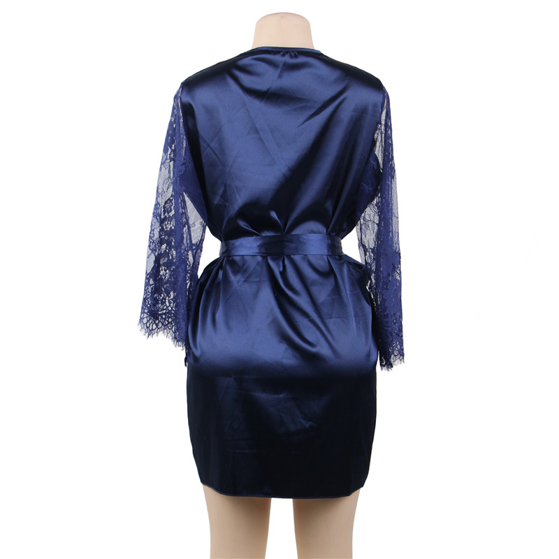 Comeondear Sleep Robes for Women Loose Long Sleeves Sexy Bathrobe Women Plus Size Night Lingerie Satin Wedding Robes RK80556