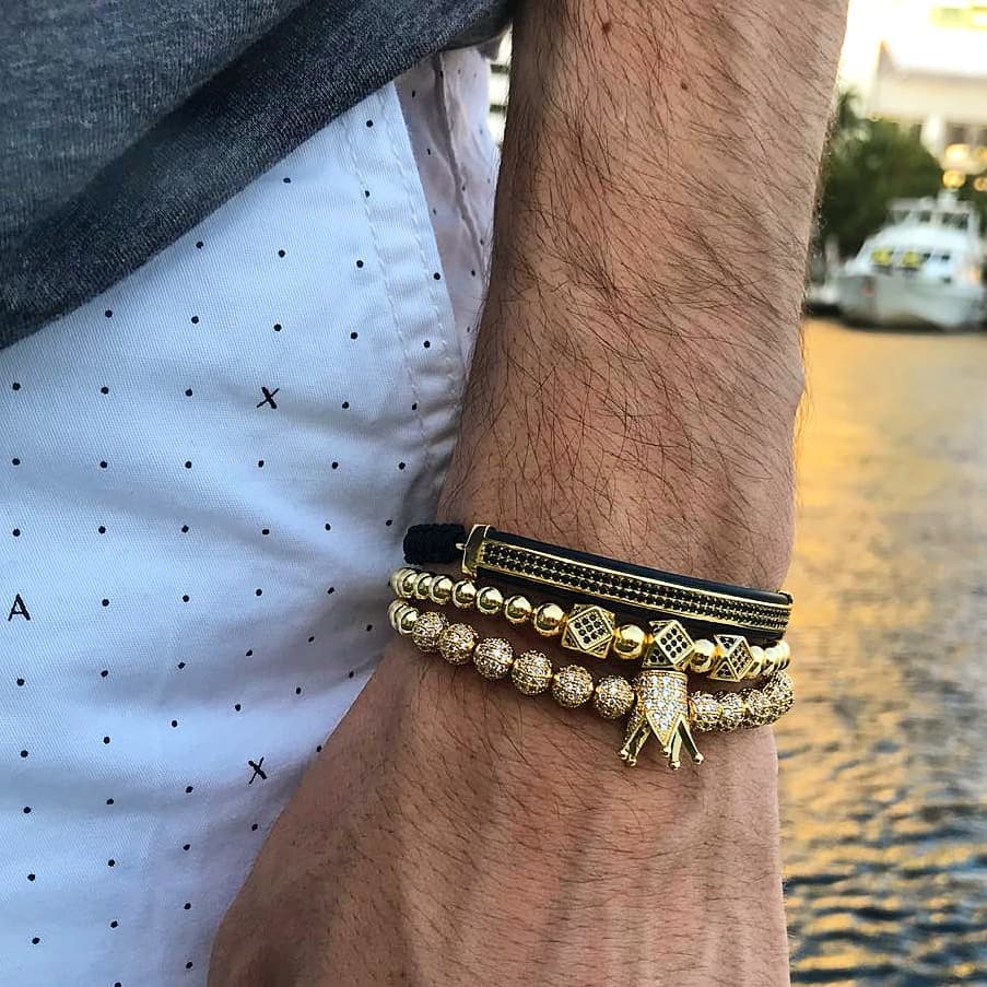 3pcs/set Men Bracelet jewelry crown charms Macrame beads Bracelets for women masculina pulseira feminina Gift Valentine's Day Christmas