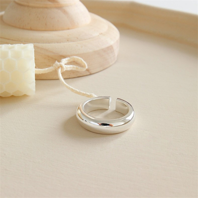 New Fashion 990 Silver Statement Ring For Women Classic Glossy Open Size Adjustable Ring Fine Jewelry