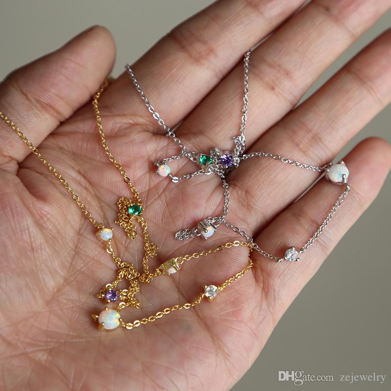Maxi Necklace Rushed Sale Collares Collier 2019 New 925 Sterling fire Opal Station Long Chain High Quality Fashion Women party Jewelry gift