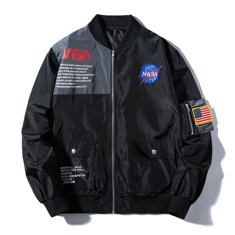 Brand New NASA Flight Pilot Mens Designer Jackets Casual MA1 Bomber Jacket Autumn Letter Printed Windbreaker Mens Outerwear, Black
Brand New NASA Flight Pilot Mens Designer Jackets Casual MA1 Bomber Jacket Autumn Letter Printed Windbreaker Mens Outerwear, Black