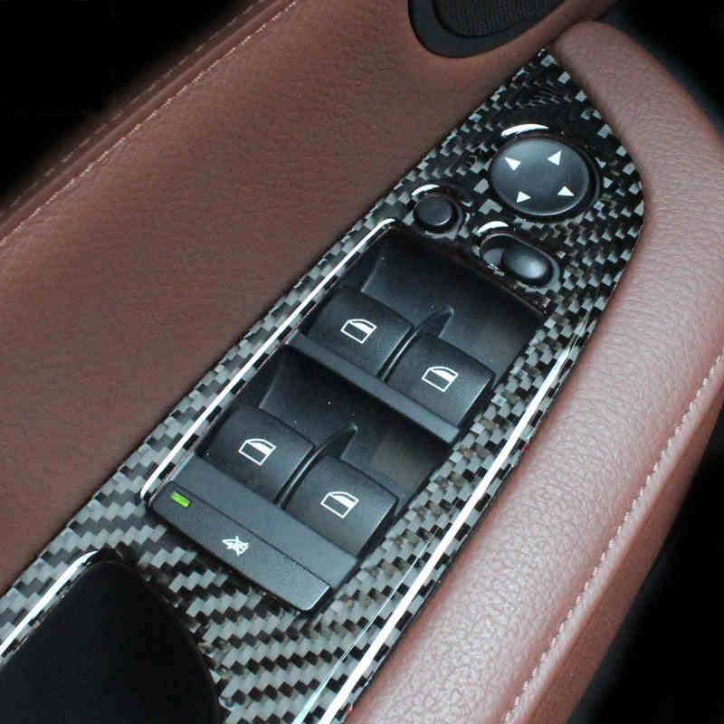 Carbon Fiber Window Lifter Control Frame Window Switch Decor Armrest Panel Trim car Interior accessories For bmw x5 e70 x6 e71