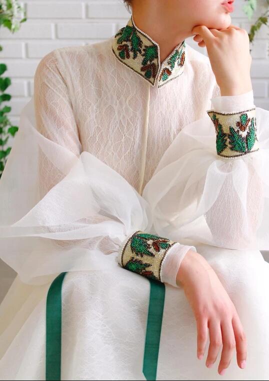 2020 Elegant Prom Dresses Lace Appliqued High Neck Long Sleeve Evening Dress A Line Custom Made Belt Special Occasion Gowns