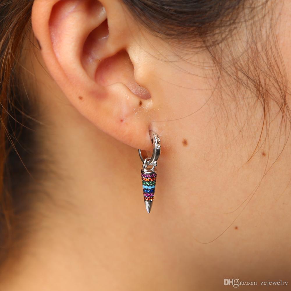 2018 unique design gold/sliver color classic Punk style Earrings Bullet Magnetic colour small hoop earrings for women party birthday Jewelry