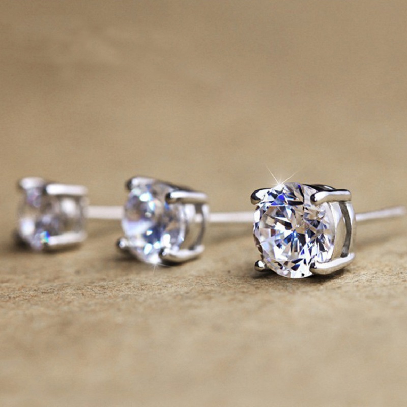Classic Charm Zircon S925 Sterling Silver Stud Earring Ear Bone Nail Women Men No Fading No Allergies