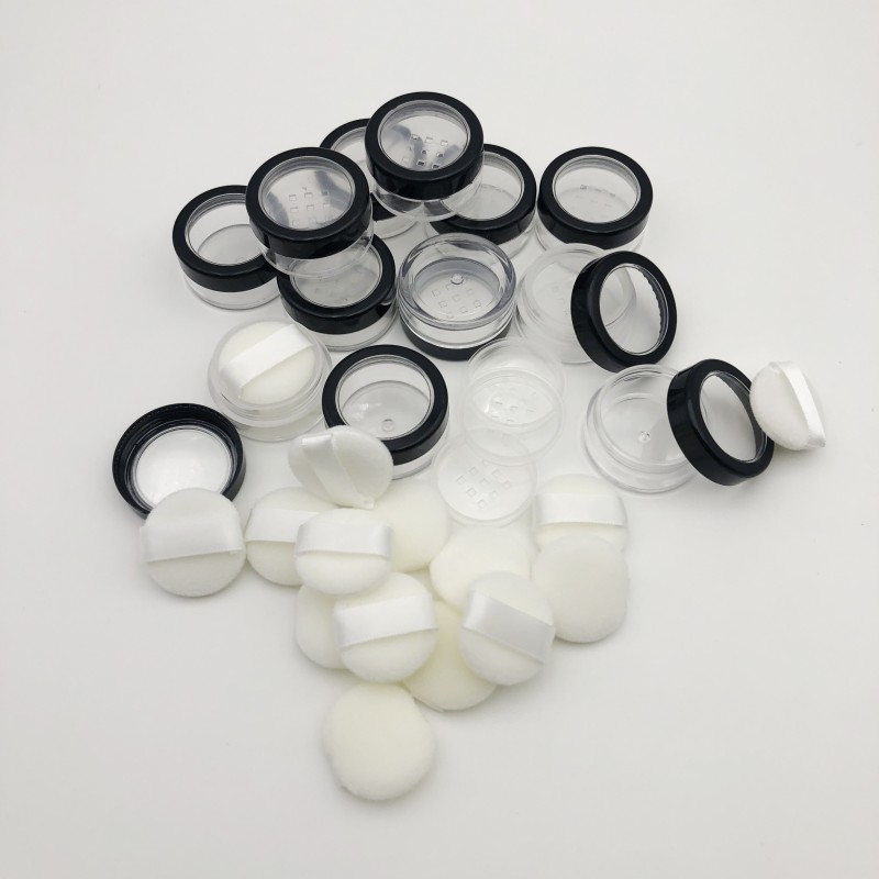 5G 10 ml Empty Plastic Clear Makeup Puff Jar Cosmetic Cream Face Powder Blusher Foundation Container Pots With Sifter Puff Black Rimmed Lid
5G 10 ml Empty Plastic Clear Makeup Puff Jar Cosmetic Cream Face Powder Blusher Foundation Container Pots With Sifter Puff Black Rimmed Lid