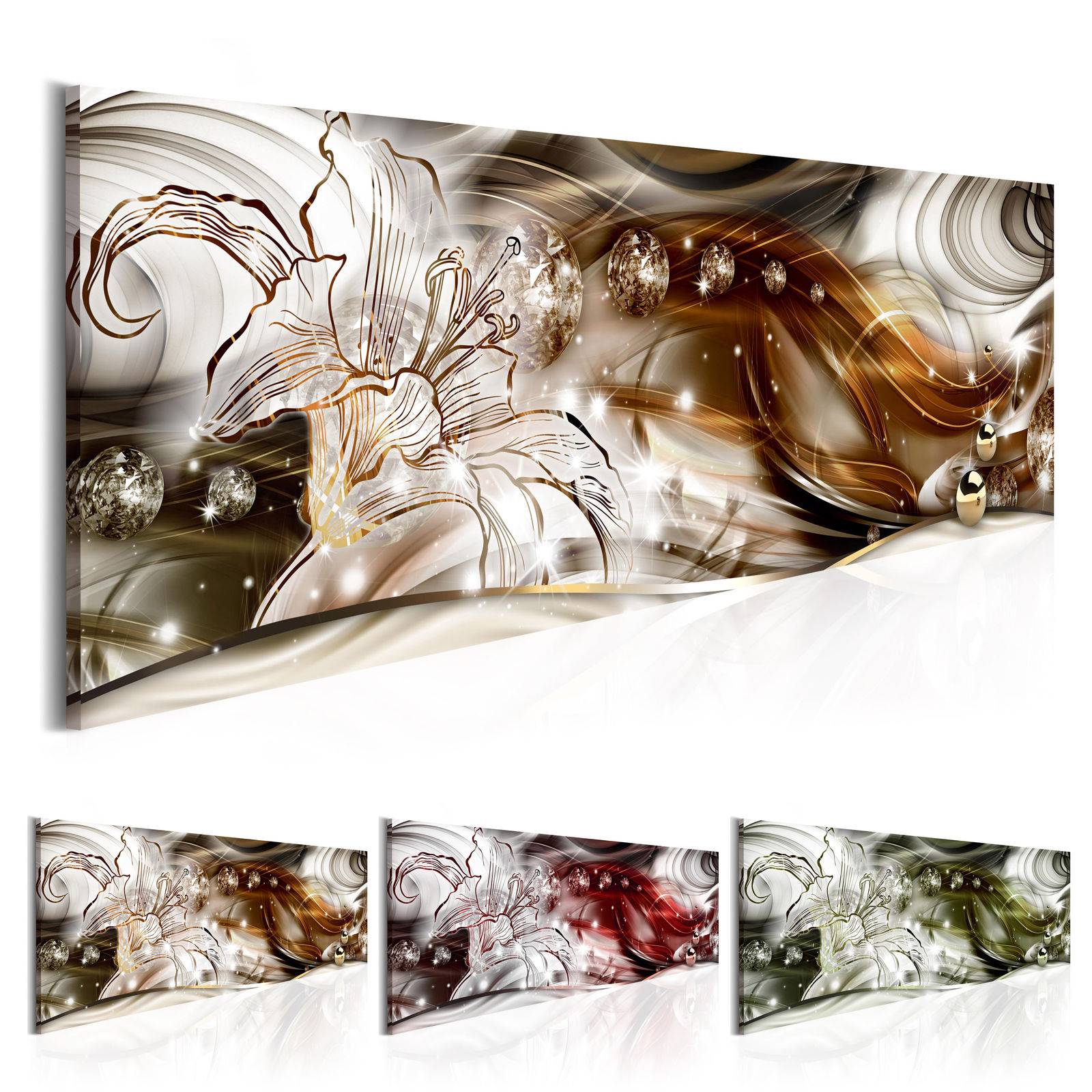 ( No Frame ) Lily Design Art Canvas Print Modern Fashion Floral Diamond Home Decoration, Choose Color & Size (Multicolor)
