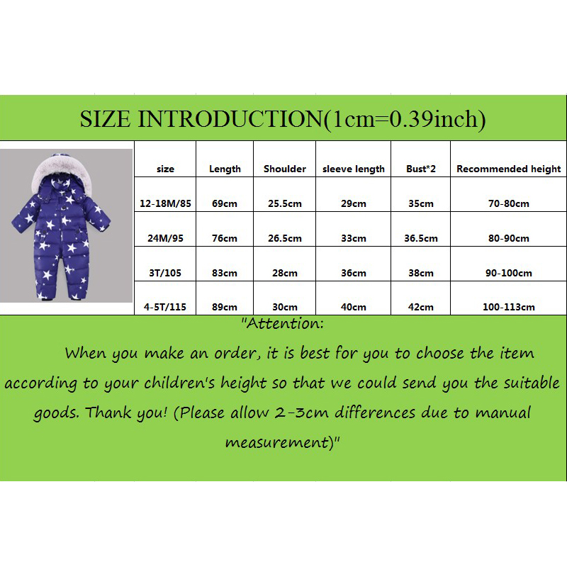 Baby Romper Winter Girl Boy Snowsuit Thermal Duck Down Fur Hooded Jumpsuit Newborn Kids Winter Climb Clothes Ski Suit Overalls