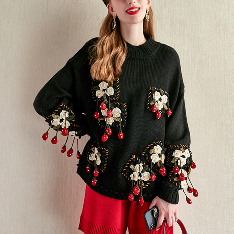 Flower Embroidery Tassel Wool Sweater Women 2019 Autumn Winter Loose Casual Knitted Pull Femme Long Sleeve Pullover, As pic
Flower Embroidery Tassel Wool Sweater Women 2019 Autumn Winter Loose Casual Knitted Pull Femme Long Sleeve Pullover, As pic