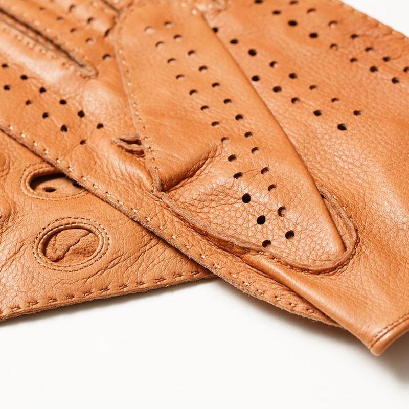 High Quality Genuine Leather Gloves Goatskin Fashion Men Breathable Driving for Male Mittens