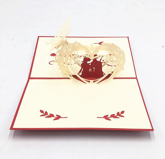 3D Pop Up Greeting Card Valentine's Day Creative Gift Blessing Card with Envelope Party Wedding Decoration
