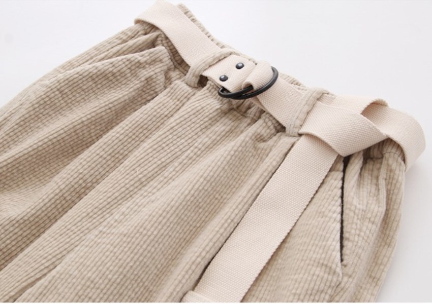 Corduroy Pants Harem Pants Autumn Winter Women Pants Elastic Waist Sashes Casual Black Trousers pantalones mujer cintura alta T200104