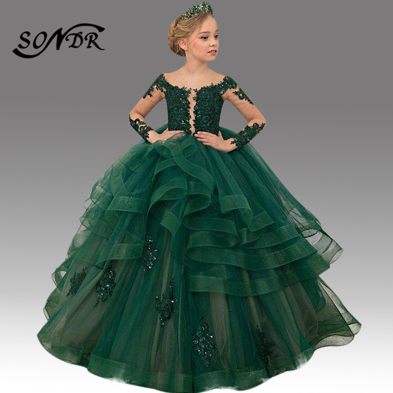 Green Girls Party Gowns HT088 Embroidery Lace Flower Dresses Ruched Sequin Kids Party Dress Long Sleeve Vestido Primera Comunion
Green Girls Party Gowns HT088 Embroidery Lace Flower Dresses Ruched Sequin Kids Party Dress Long Sleeve Vestido Primera Comunion
