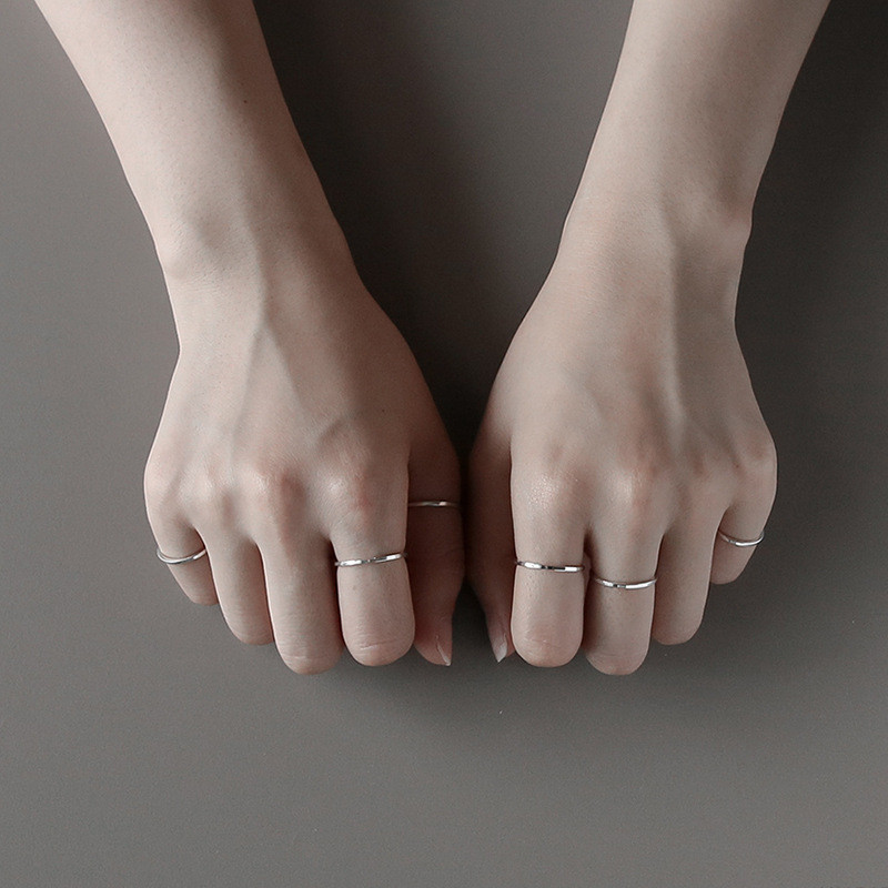 New Simple Authentic 925 Sterling Silver Open Size Rings For Women Smooth Plain Adjustable Ring Fine Jewelry