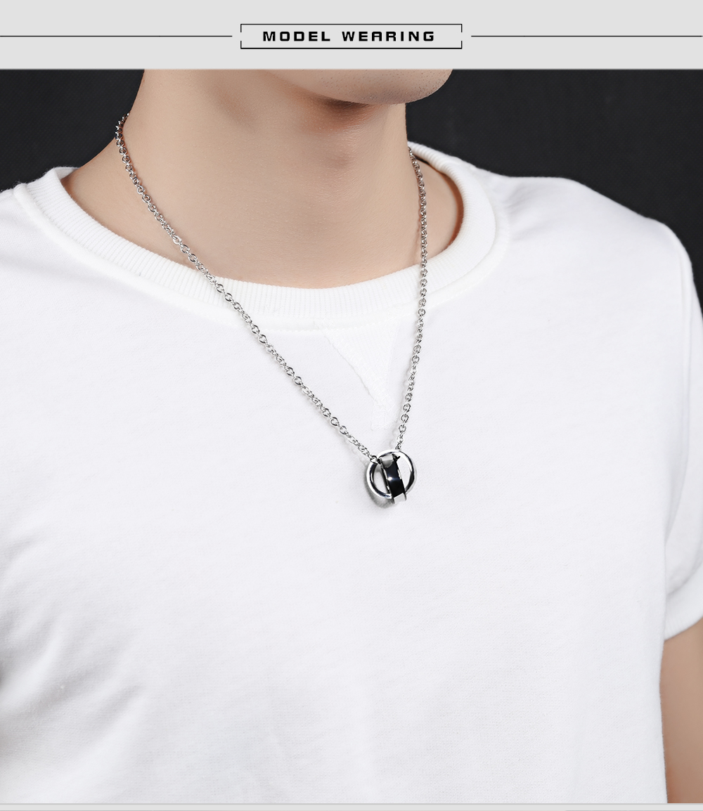 Couple Necklace FOREVER LOVE Lettering Name Double Circle Stainless Steel Pendant Necklaces For Lovers Valentine's Day Gift