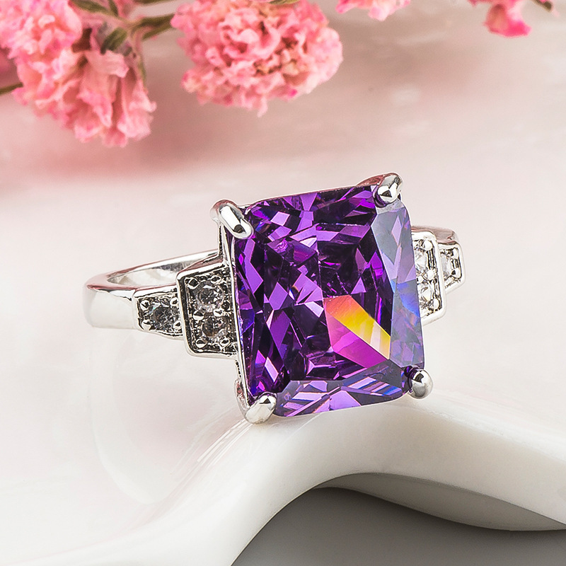 Jewelry Set Violet Zircon Plating White Gold: War In Paradise Be Engaged Women's Ring Ornaments
Jewelry Set Violet Zircon Plating White Gold: War In Paradise Be Engaged Women's Ring Ornaments