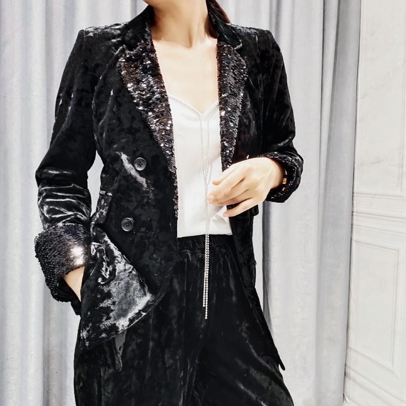 Fashion Sequins Womens Blazer Wide Leg Trousers Two Piece Set Elegant Lapel Double Breasted Office Ladies Formal Suit Jacket, Black
Fashion Sequins Womens Blazer Wide Leg Trousers Two Piece Set Elegant Lapel Double Breasted Office Ladies Formal Suit Jacket, Black