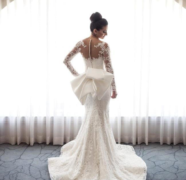 Mermaid Long Sleeve Wedding Dress Lace Appliques Garden Country Church Bride Bridal Gown Custom Made Plus Size