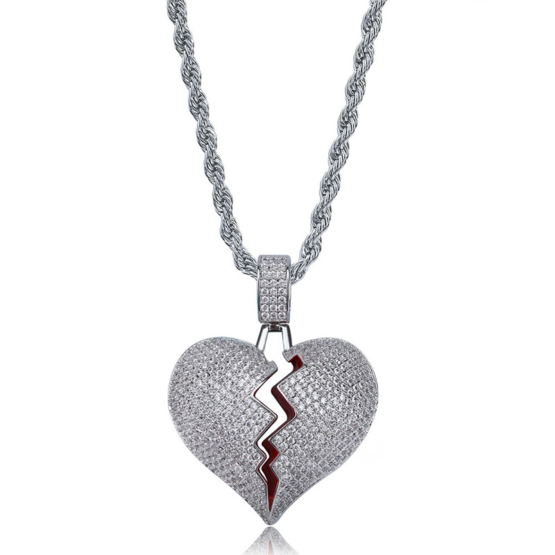 Pendant Necklaces OMYFUN USA Top Broken Heart Necklace CZ Mirco Pave Hiphop Men Jewelry Bijoux Bling Rapper
Pendant Necklaces OMYFUN USA Top Broken Heart Necklace CZ Mirco Pave Hiphop Men Jewelry Bijoux Bling Rapper