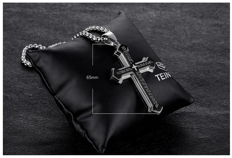 hip hop pendant necklace for men luxury designer mens black pendants stainless steel Bible scriptures jewelry gift