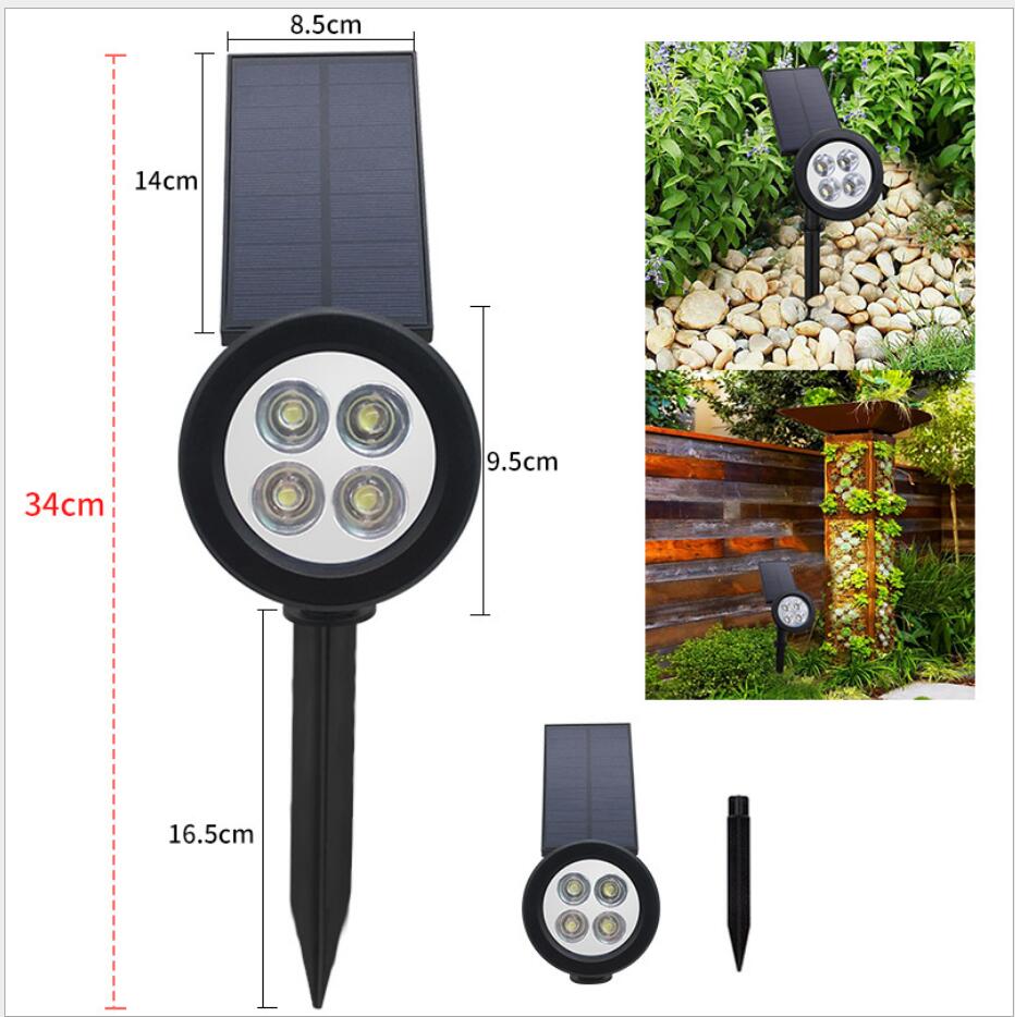 4LED Solar Lights 2-in-1 Waterproof Outdoor Landscape Lighting Spotlight Wall Light Auto On/Off for Yard Garden Driveway Pack of 4