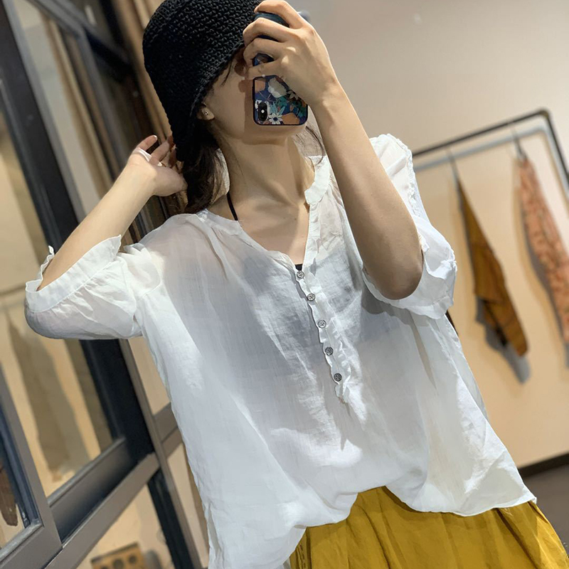 Women Casual Cardigan Blouse Ladies Summer V-Neck Linen Loose Solid Ruffles Blouse Tops, Black
Women Casual Cardigan Blouse Ladies Summer V-Neck Linen Loose Solid Ruffles Blouse Tops, Black