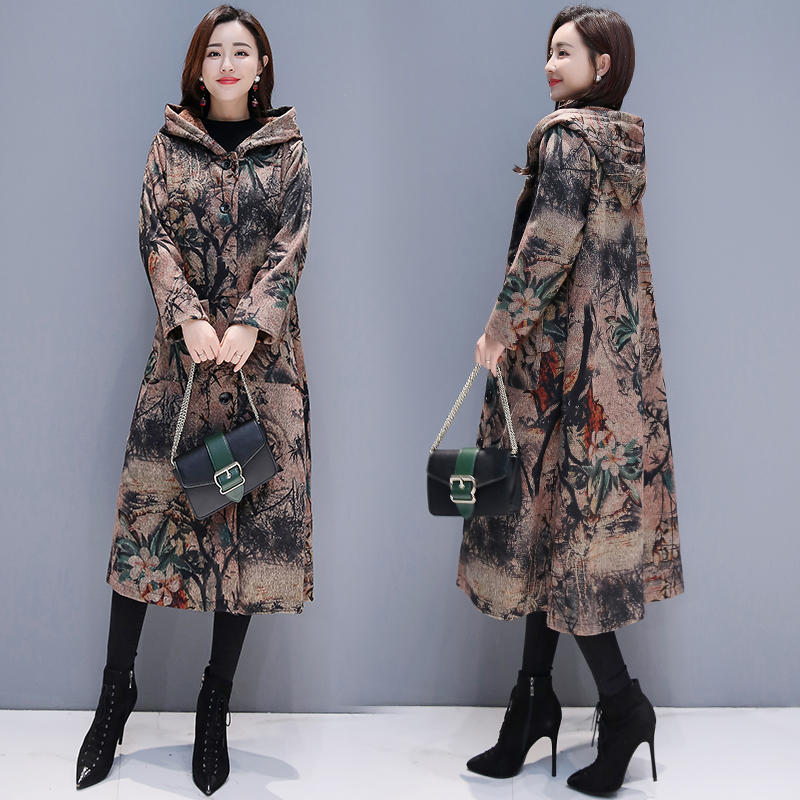 Women Large size Middle age clothing printing Retro Hooded long coat female Autumn winter new plus velvet warm Woolen coats, 24
Women Large size Middle age clothing printing Retro Hooded long coat female Autumn winter new plus velvet warm Woolen coats, 24