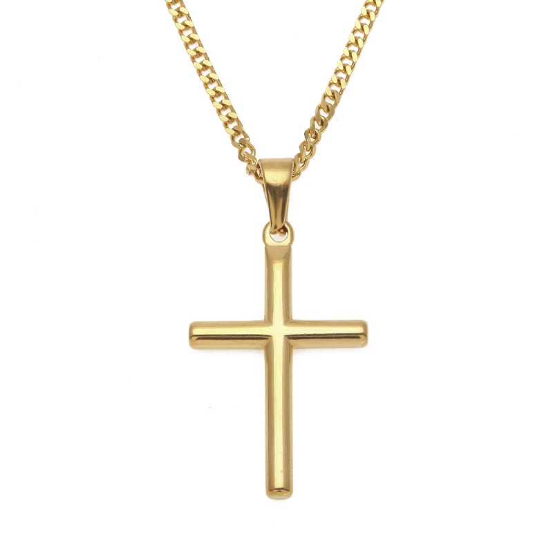 Mens Stainless Steel Cross Pendant Necklace Gold Sweater Chain Fashion Hip Hop Necklaces Jewelry