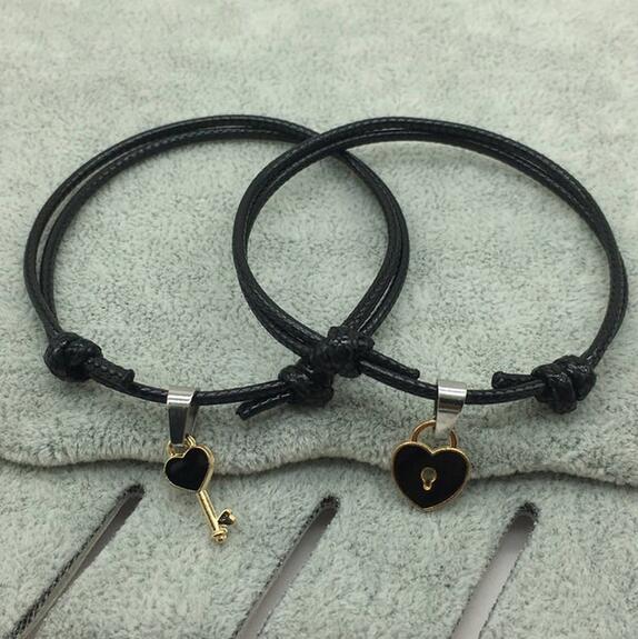 2 PCs/lot,New Arrival Couple Bracelet Alloy key Heart Lock Charm Bracelet Handmade Jewelry Rope Bracelet Lovers Gifts for Women, Black
2 PCs/lot,New Arrival Couple Bracelet Alloy key Heart Lock Charm Bracelet Handmade Jewelry Rope Bracelet Lovers Gifts for Women, Black
