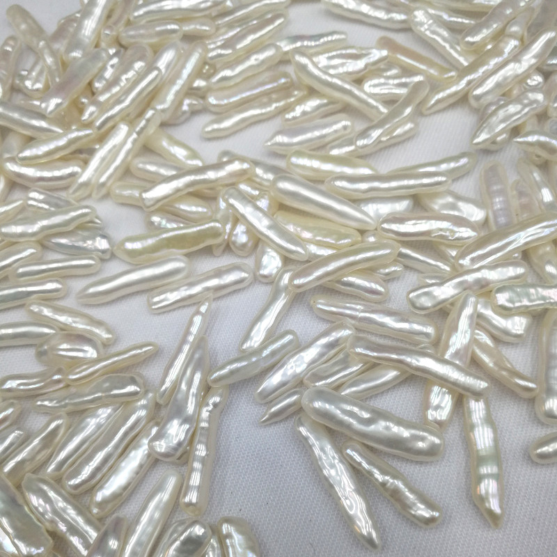 Fashion Trend Gift DIY Pearl Beads Huge Natural Cultured Toothpick Fine Pearl 6*22mm Strand Natural White Long Stick Biwa Pearl Long Beads
