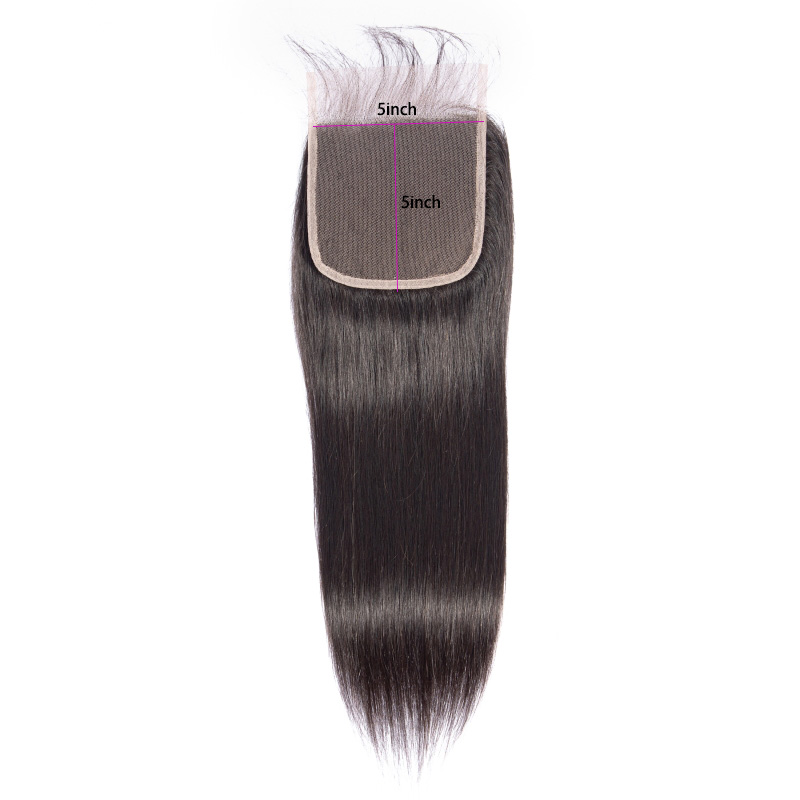 Mongolian Human 5X5 Lace Virgin Hair Closure 5*5 With Baby Hairs Top Closures 12-24Inch Natural Color