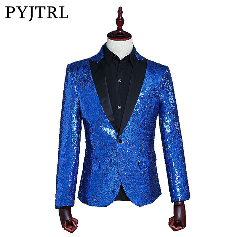PYJTRL Male Slim Fit Jacket Fashion Gold Royal Blue Red Silver Sequin Blazer Men Stage Wear Blazer Designs Costumes For Singers, Black
PYJTRL Male Slim Fit Jacket Fashion Gold Royal Blue Red Silver Sequin Blazer Men Stage Wear Blazer Designs Costumes For Singers, Black