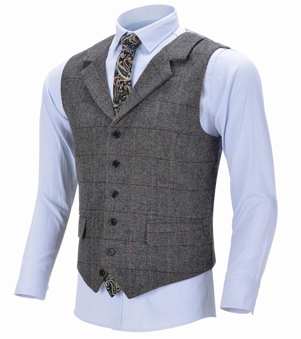 Men's Business Vest Boutique Wool Plaid Slim Fit Herringbone Grey Cotton Suit Vest Waistcoat For Wedding Formal Groomsmen, Khaki
Men's Business Vest Boutique Wool Plaid Slim Fit Herringbone Grey Cotton Suit Vest Waistcoat For Wedding Formal Groomsmen, Khaki