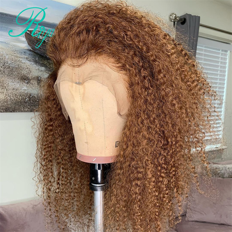 Free shipping Light brown kinky Curly synthetic Lace Front Wig 180Density Glueless free Part Preplucked Brazilian Wigs Bleached Knots For Women